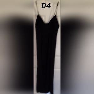 Mix & Co Black Spaghetti Strap Maxi Dress, Sz Lg, Heart shaped, padded chest